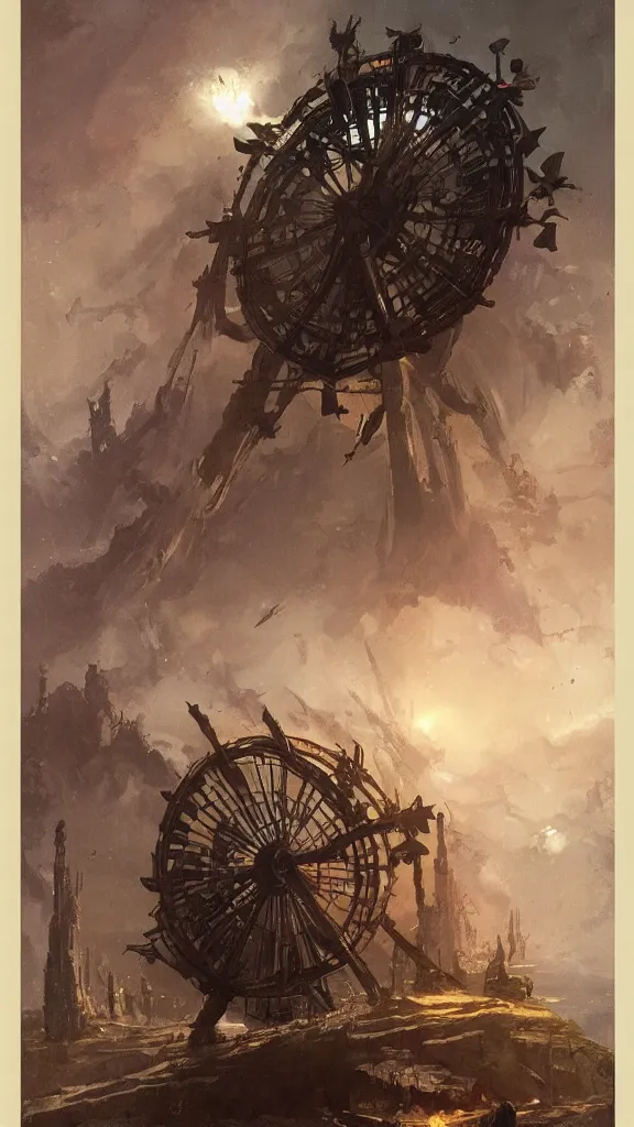 Image similar to the wheel of fortune tarot card by greg rutkowski,