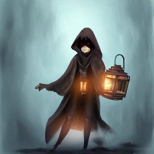 Image similar to a digital painting of post - apocalyptic moth character wearing a cloak and holding a lantern, dark, character art, epic dramatic fantasy digital art, trending on artstation