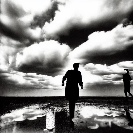 Image similar to Running man and the clouds by Trent Parke, clean, detailed, Magnum photos