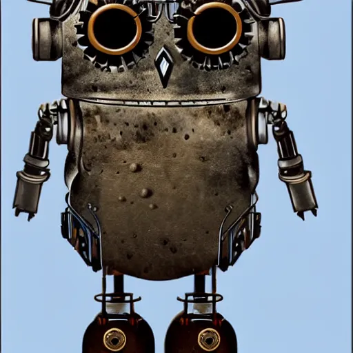 Prompt: steampunk robot owl realism