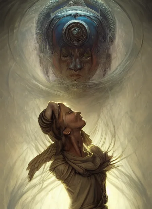 Image similar to god's envisionment, shamanic poste, elegant, highly detailed, centered, digital painting, artstation, concept art, smooth, sharp focus, illustration, artgerm, tomasz alen kopera, peter mohrbacher, donato giancola, joseph christian leyendecker, wlop, frank frazetta