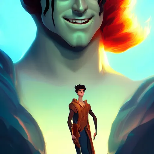 Image similar to Portrait of Hades, the greek god, mattepainting concept Blizzard pixar maya engine on stylized background splash comics global illumination lighting artstation lois van baarle, ilya kuvshinov, rossdraws