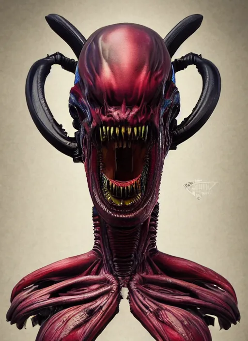 Prompt: a xenomorph with the face of vin diesel, monster anatomy, ross tran, vivid colors, anatomical, highly detailed sculpture, intricate detailed, ommatidia, 8 k, cinematic atmosphere, post - processing