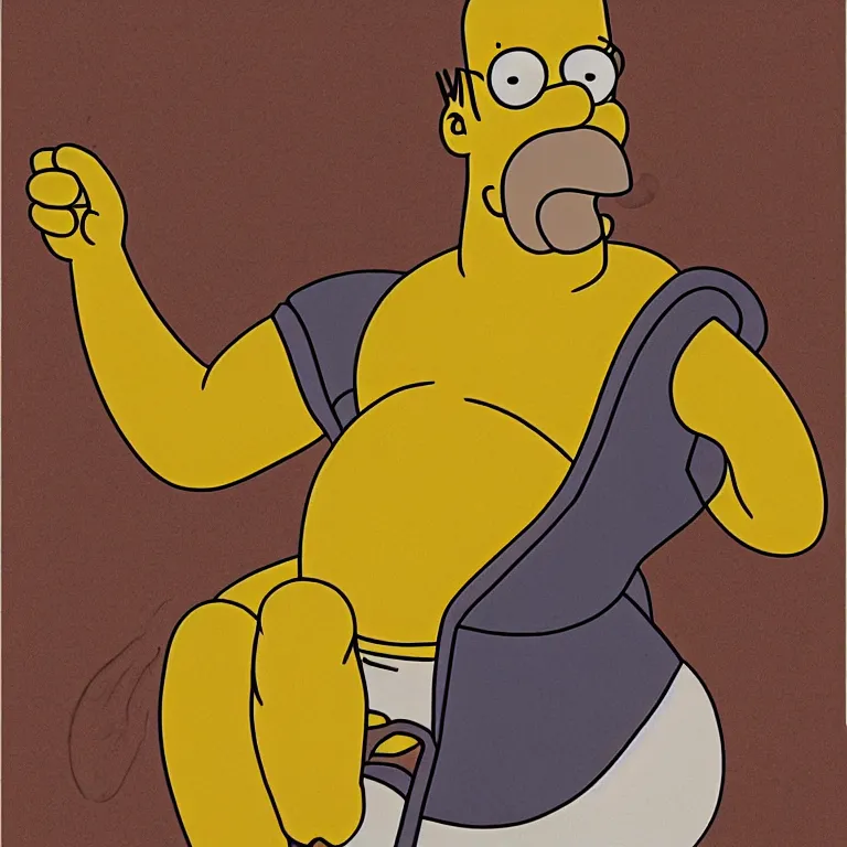 Image similar to portrait of homer simpson in renaissance pose, cartoon style