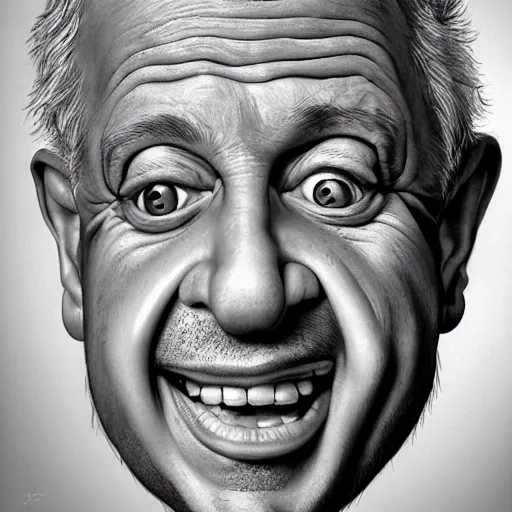 Image similar to Caricature portraits done of Gene Ween, realistic, hyperrealistic, very realistic, highly detailed, very detailed, extremely detailed, detailed, oil painting, digital art, trending on artstation