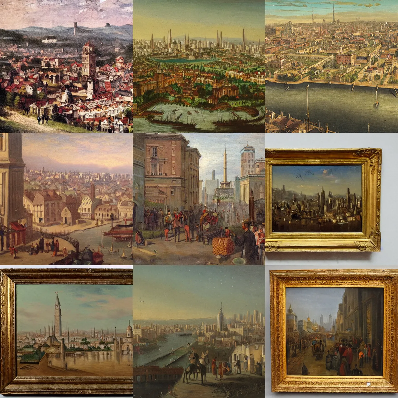 Prompt: a city, 19th century painting