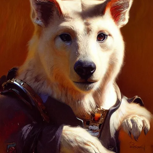 Image similar to a portrait of an animal wearing a shirt. highly detailed painting by gaston bussiere, craig mullins, j. c. leyendecker, furry