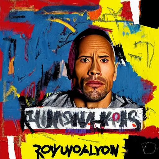 Image similar to dwayne johnson album cover basquiat style