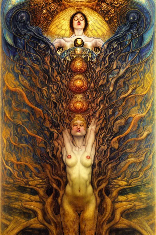 Image similar to Divine Chaos Engine by Karol Bak, Jean Delville, William Blake, Gustav Klimt, and Vincent Van Gogh, symbolist, visionary