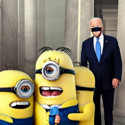 Prompt: biden with minions