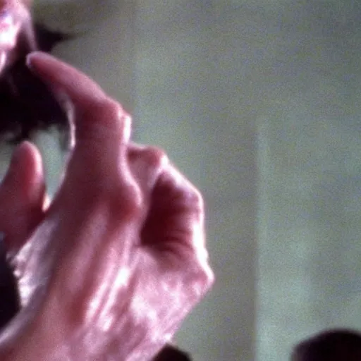 Image similar to film still of a werewolf extending out his hand in an american werewolf in london