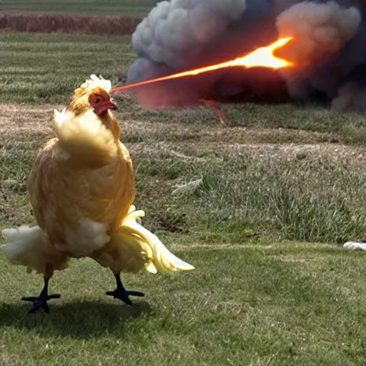 Image similar to chicken firing missiles