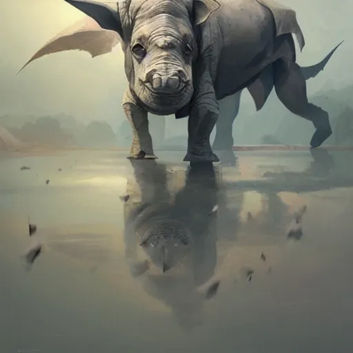 Image similar to 🦏, digital Art, Greg rutkowski, Trending artstation,cinematographic