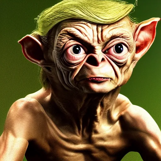 Prompt: Donald Trump as Gollum from Lord of the Rings, 8k, Digital Art, High Detail