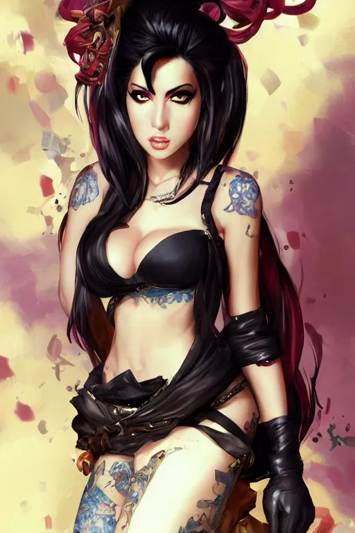 Image similar to Amy Winehouse in a blade and soul spinoff artbook rendered by the artist Taran Fiddler, Joe Madureira, Nadezhda Tikhomirova, Jiyun Chae, Lê Long, trending on Artstation by Hyung Tae Kim, artbook, Stanley Artgerm Lau, WLOP, Rossdraws , James Gurney