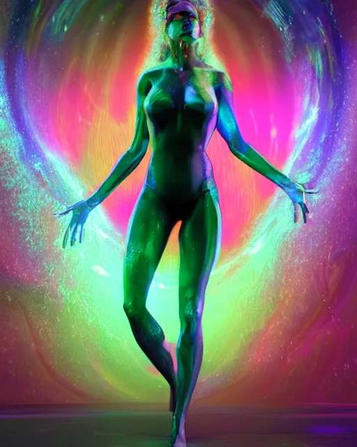 Image similar to a powerful energy holographic matrix woman, by alexander fedosav, hyper detailed digital matte painting, concept art, hyperrealism, 1 6 k resolution, cinema 4 d, 8 k resolution, trending on artstation, behance hd, a masterpiece, by stephan martiniere, particles, cel - shaded, power bright neon energy, by david a. hardy,