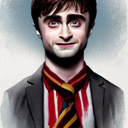 Image similar to a detailed portrait of daniel radcliffe as harry potter