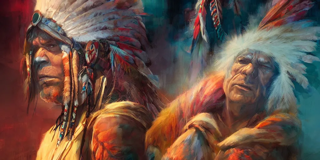 Image similar to of Native American Chief by P Liam Wong and Boris Vallejo