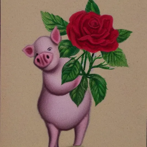 Image similar to a piglet with roses