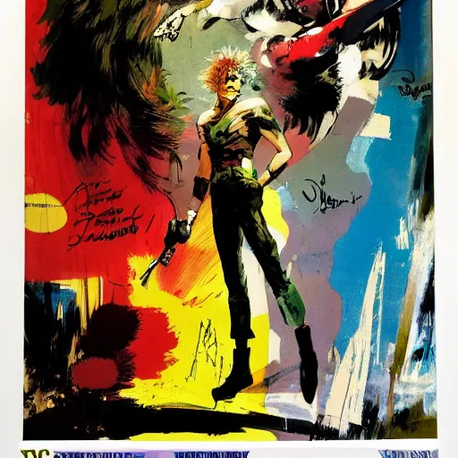 Prompt: DC The Sandman by Ashley Wood, Yoji Shinkawa, Jamie Hewlett, 60's French movie poster, French Impressionism, vivid colors, palette knife and brush strokes, Dutch tilt, 8k, hd, high resolution print