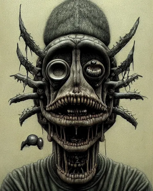 Image similar to a realistic detailed portrait painting of a monster by john kenn mortensen, santiago caruso, synthwave cyberpunk psychedelic vaporwave