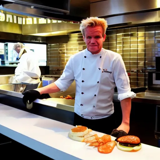 Prompt: gordon ramsey working at macdonalds