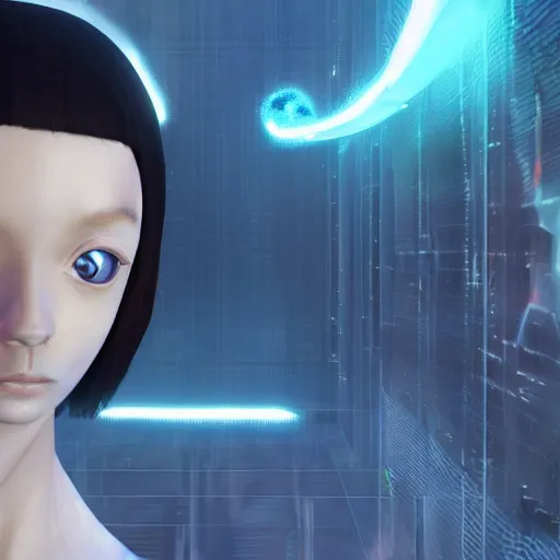 Image similar to hyperrealistic DataNFT, your personal data avatar, key to the new data economy by H.P. Lovecraft, abaddon and magali villeneuve, ghibli moebius, 8k, epic scene, scifi, unreal engine, trending on cg station, fashion of the future. masterpiece.