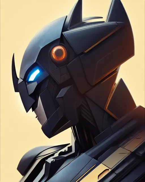 Image similar to symmetry!! portrait of a transformers robot acting as batman, intricate, elegant, highly detailed, digital painting, artstation, concept art, smooth, sharp focus, illustration, art by artgerm and greg rutkowski and alphonse mucha, 8 k