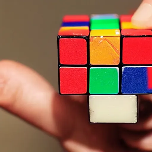 Prompt: a rubik's cube made of melting wax