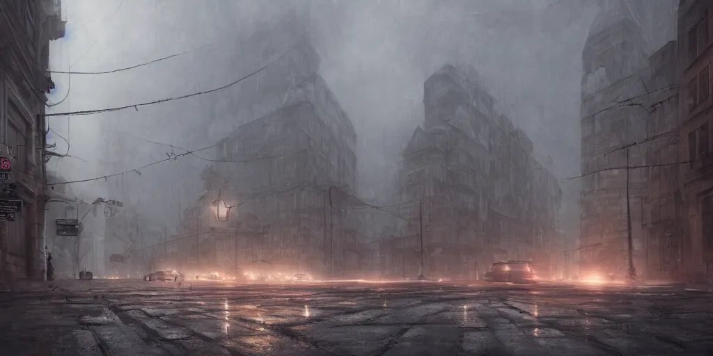 Prompt: a Silent hill city created by the director Roy Andersson movie by artgem lau , WOP, Andrey Surnov, Jessica Rossier, cgsociety, 8k