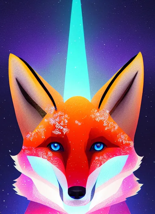 Prompt: symmetry!! product render poster vivid colors divine proportion fox, ice and snow, glowing fog intricate, elegant, highly detailed, digital painting, artstation, concept art, smooth, sharp focus, illustration,