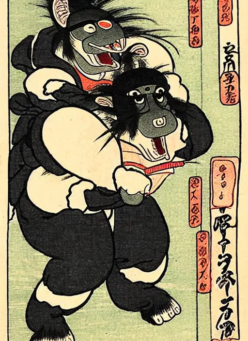 Prompt: alf as a yokai illustrated by kawanabe kyosai and toriyama sekien