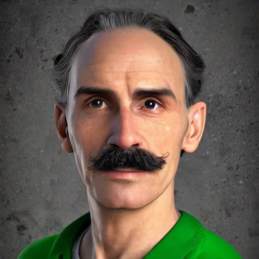 Image similar to stunning award winning hyperrealistic hdr 8 k highly detailed portrait photo of luigi as a real human