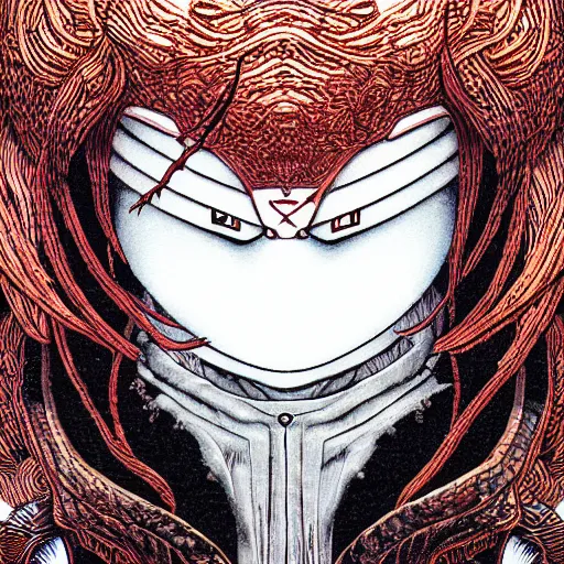 Prompt: portrait closeup of marshmello, symmetrical, by yoichi hatakenaka, masamune shirow, josan gonzales and dan mumford, ayami kojima, takato yamamoto, barclay shaw, karol bak, yukito kishiro, areuz
