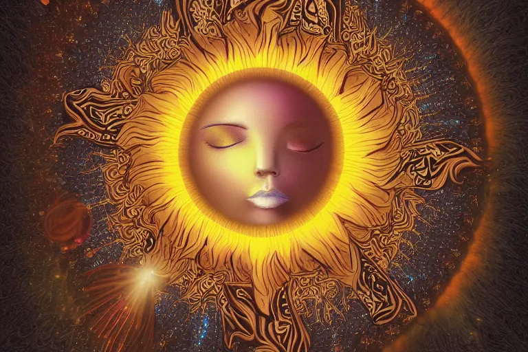 Prompt: Goddess creating the sun, digital art