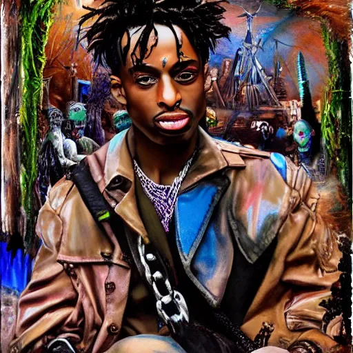 Image similar to playboi carti painted by abney park 4 k detailed super realistic