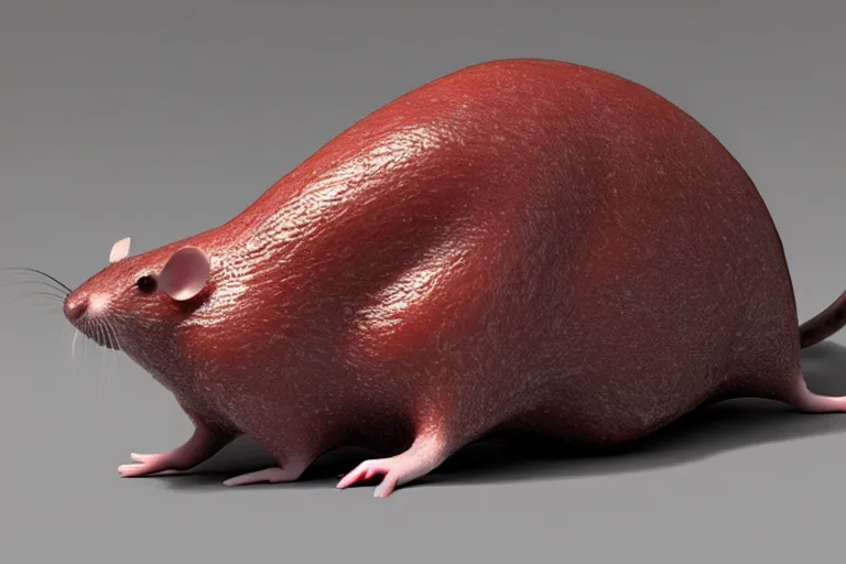 Prompt: mouse made from skin and flesh by shishido mazafaka, realism, ominous, made from skin, 3 d render, render, blender render, ambient light,