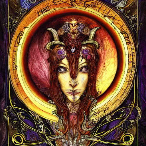 Image similar to aries zodiac artwork, mystic style, detailed, 8 k, symmetrical, by brian froud