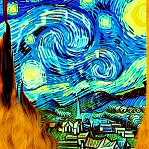 Image similar to John Prine in the style of Van Gogh