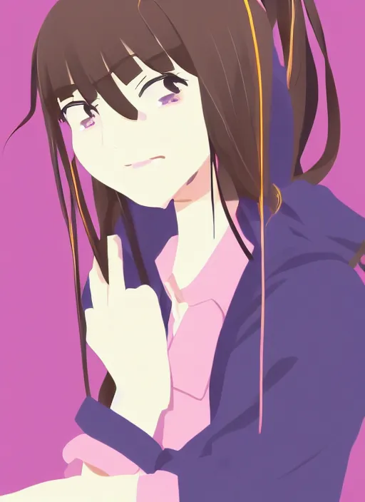 Image similar to a portrait of high school girl in the style of kyoto animation, makoto sinkai, Illustrator, in simple background, trending on pixiv