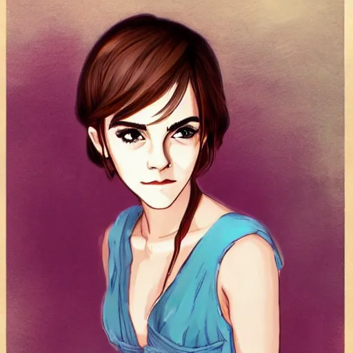 Image similar to a portrait of Emma Watson, anime art style