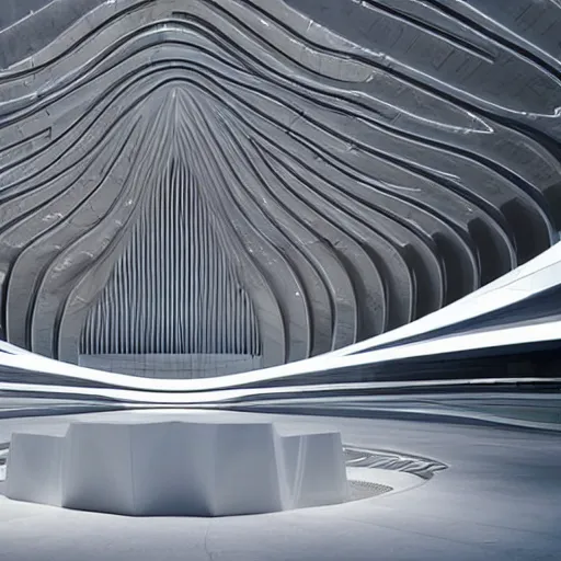 Image similar to a shiny and solemn memorial by zaha hadid