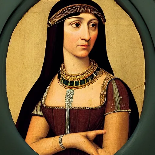 Image similar to a renaissance style portrait painting of Cleopatra