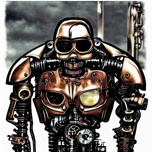 Prompt: terminator, steampunk style