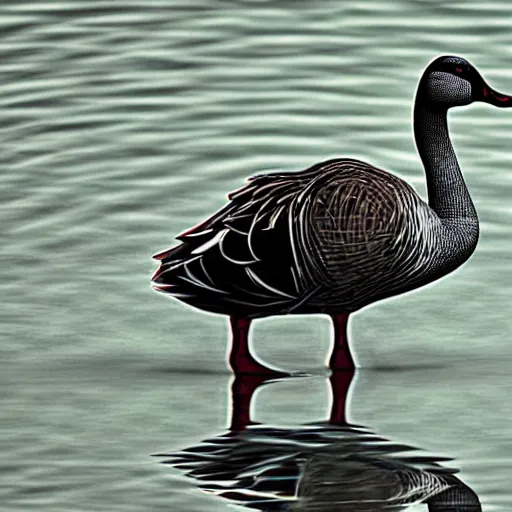 Prompt: Gigachad goose, photorealistic, beautiful, symmetric