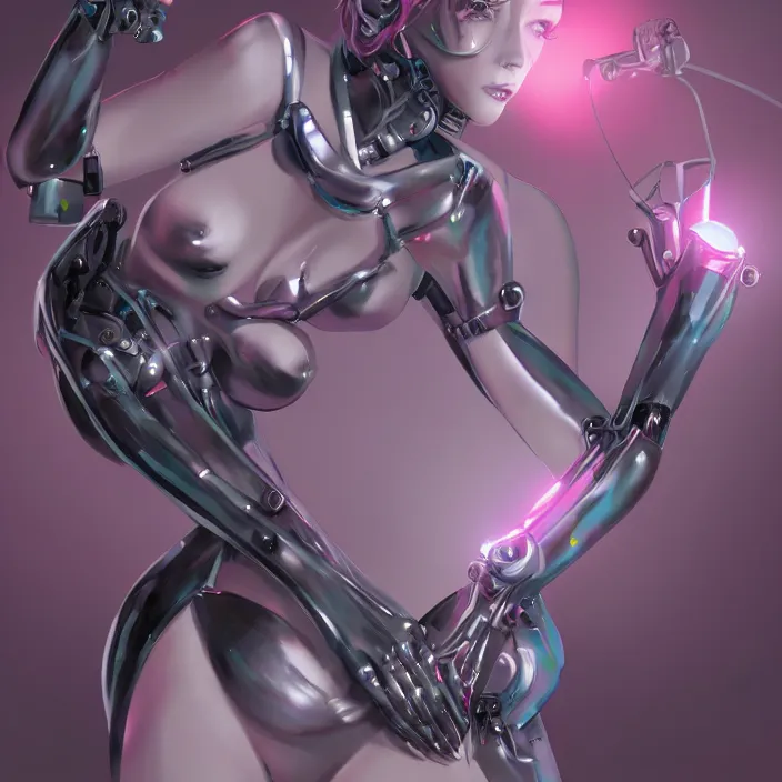 Image similar to dominatrix robot, hyper feminine, detailed, sharp focus, pastel, intricate, realistic, smooth, volumetric lighting, digital painting, by miyazaki