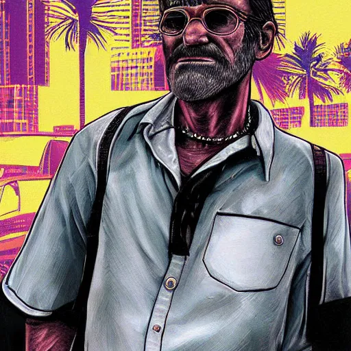 Image similar to highly detailed old man gta vice city art,, fantasy art by stephen bliss