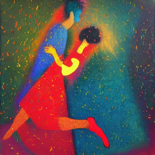 Prompt: a painting of when we're dancing nice and slow in the style of mordecai ardon