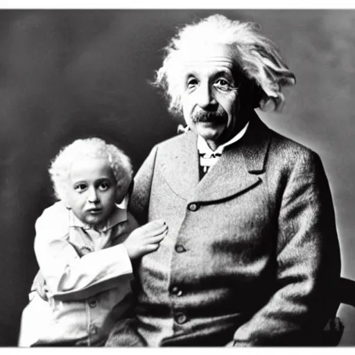 Image similar to albert einstein in a family photo with lil pumo 4k