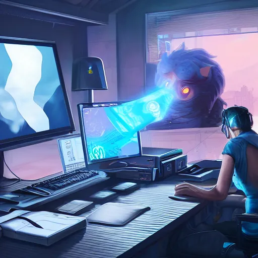 Prompt: a computer with arch linux, detailed illustration, intricate, epic lighting, cinematic composition, hyper realistic, 8 k resolution, unreal engine 5, by artgerm, tooth wu, dan mumford, beeple, wlop, artstation